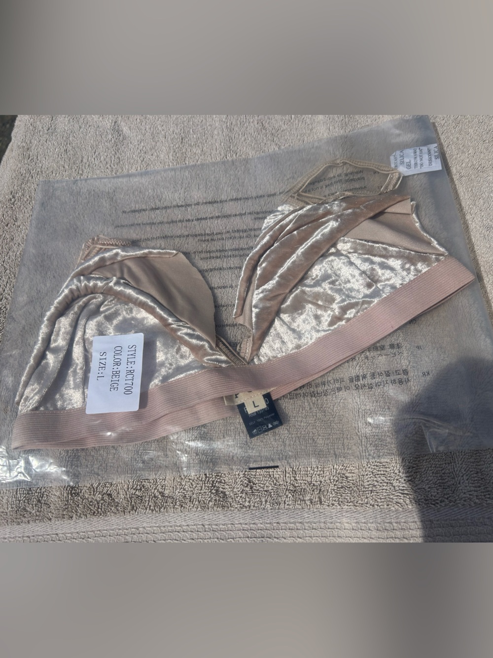 POL Velvet Triangle Bralette - Dusty Blush